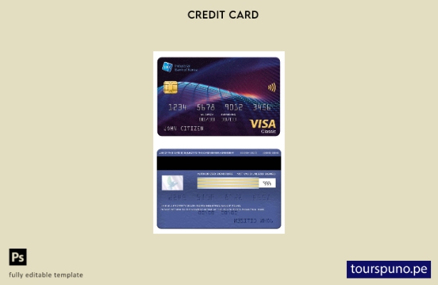 lista para imprimir plantilla de tarjeta clásica de visa del Banco Industrial de